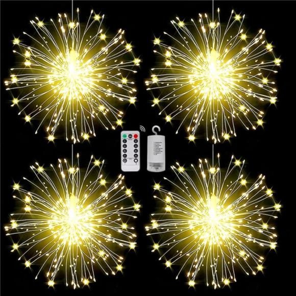 4PCS 120LED Starburst Lights Battery Operated Hanging Fairy Star Sphere Lights - Picture 1 of 6